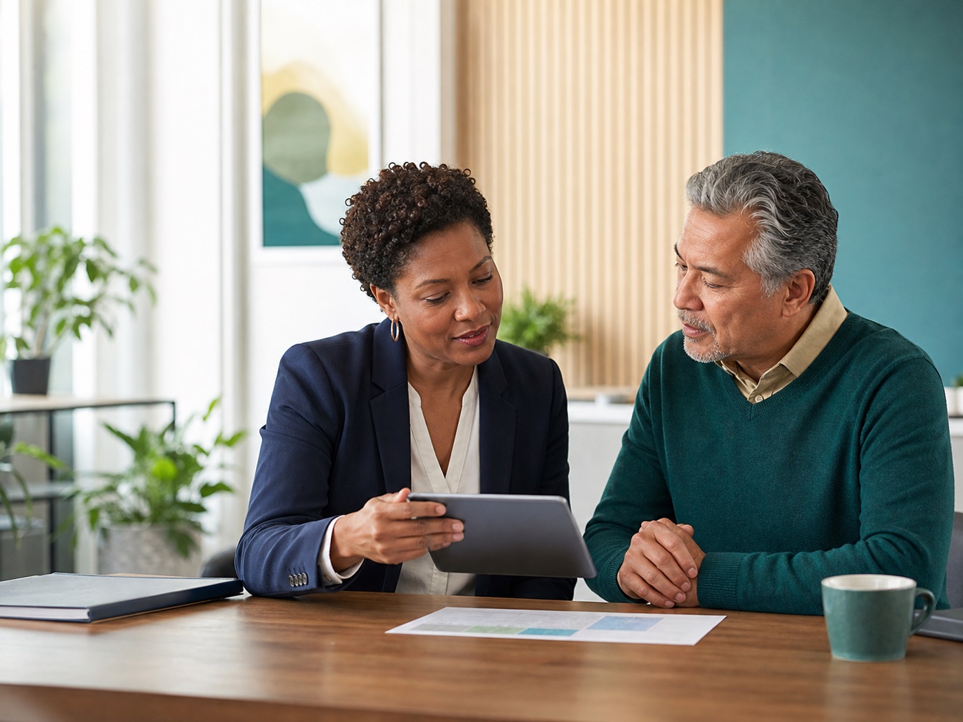 Health insurance advisor reviewing plan options with a client