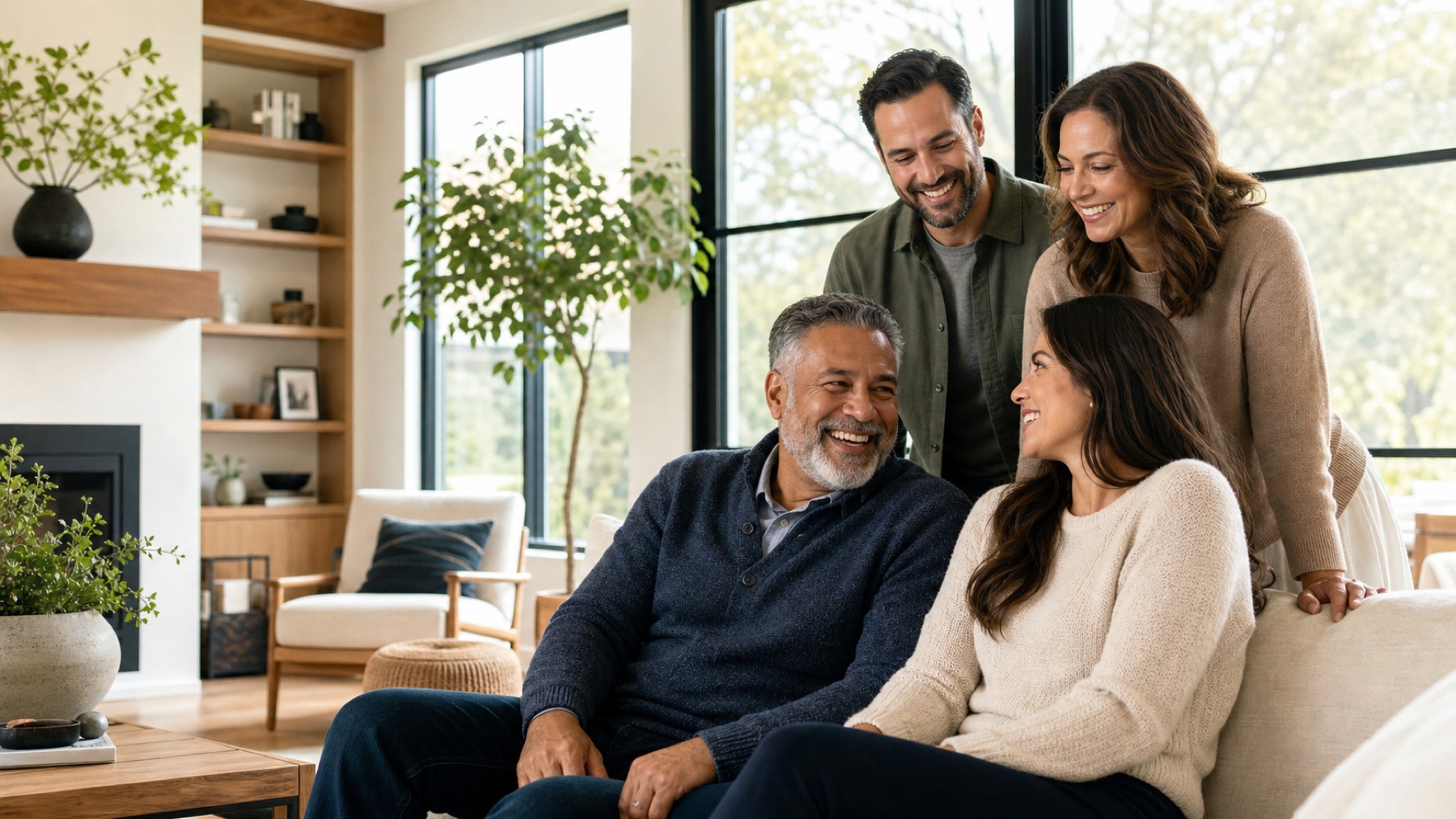 Family sharing a relaxed moment at home
